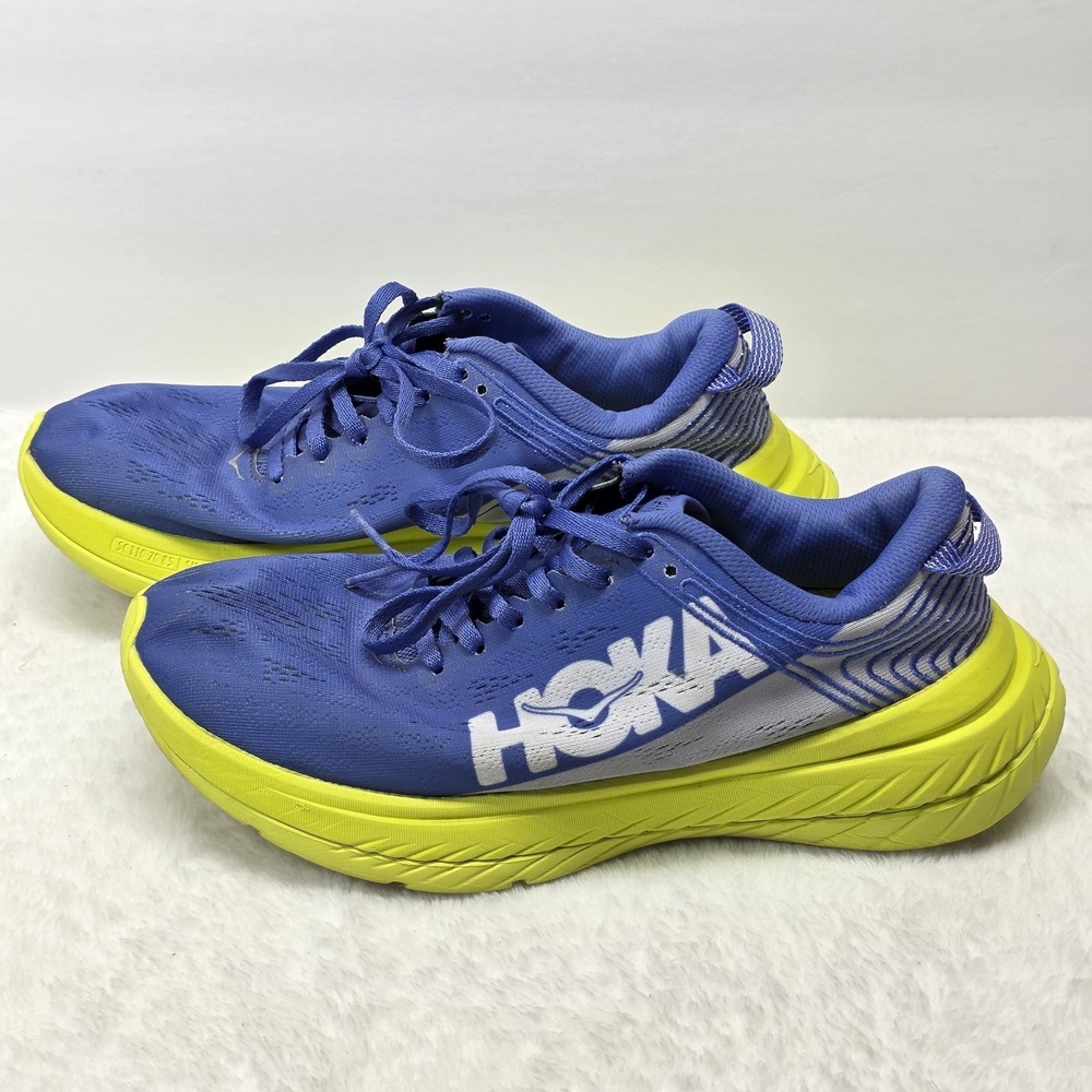 Hoka One One Carbon X Shoes Womens Size 7.5 Blue Yellow Running Shoes Sneakers